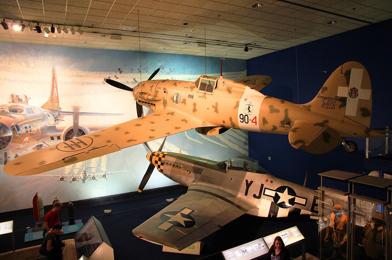 Fighter aircraft of the Second World War in a gallery of the Air and Space Museum