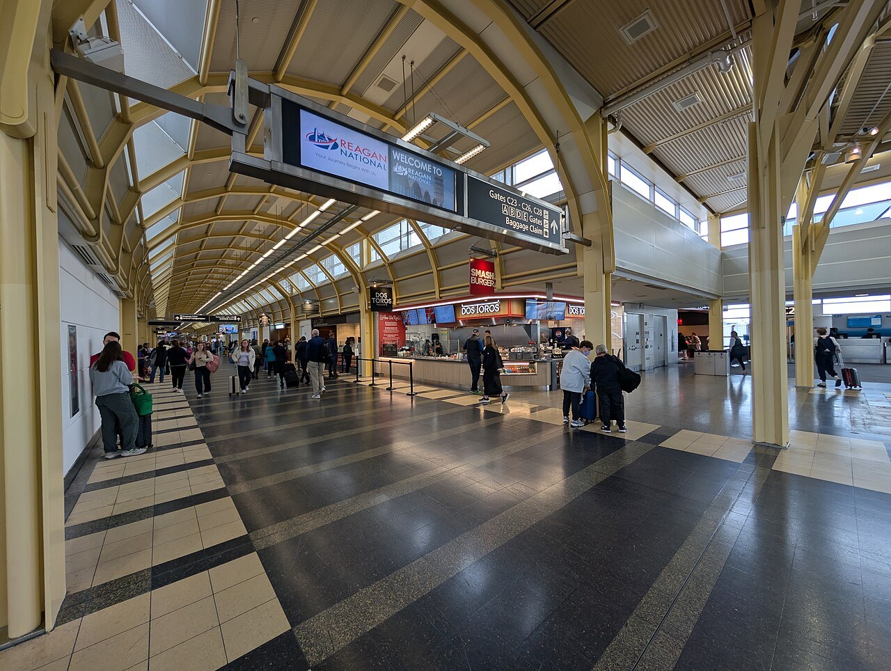Concourse C at Reagan National, under the terminal's steel vaults