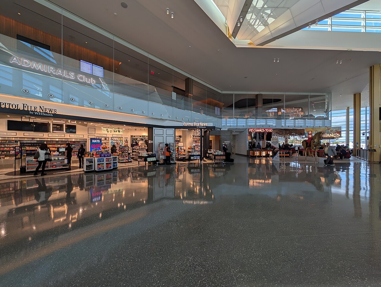 The shops and gates of the renovated concourse at Reagan National