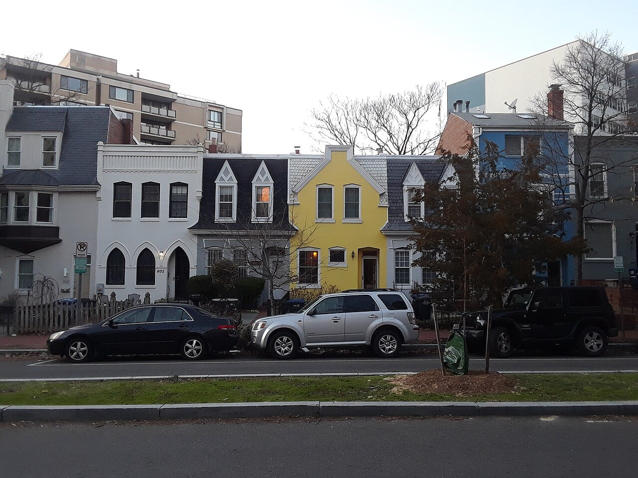 A row of historic houses in Foggy Bottom