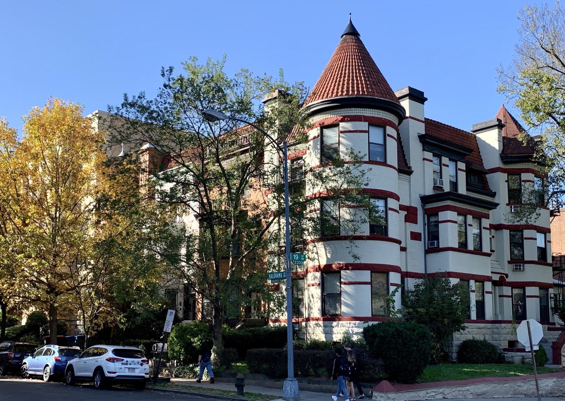 A turreted apartment house at 19th Street and Kalorama Road in Adams Morgan