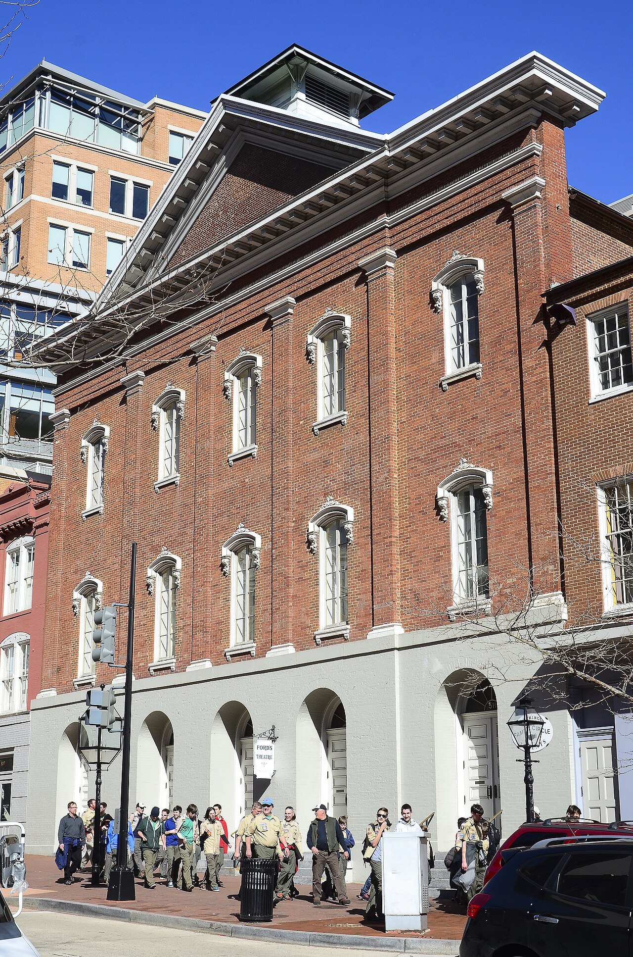 The brick front of Ford's Theatre on 10th Street NW