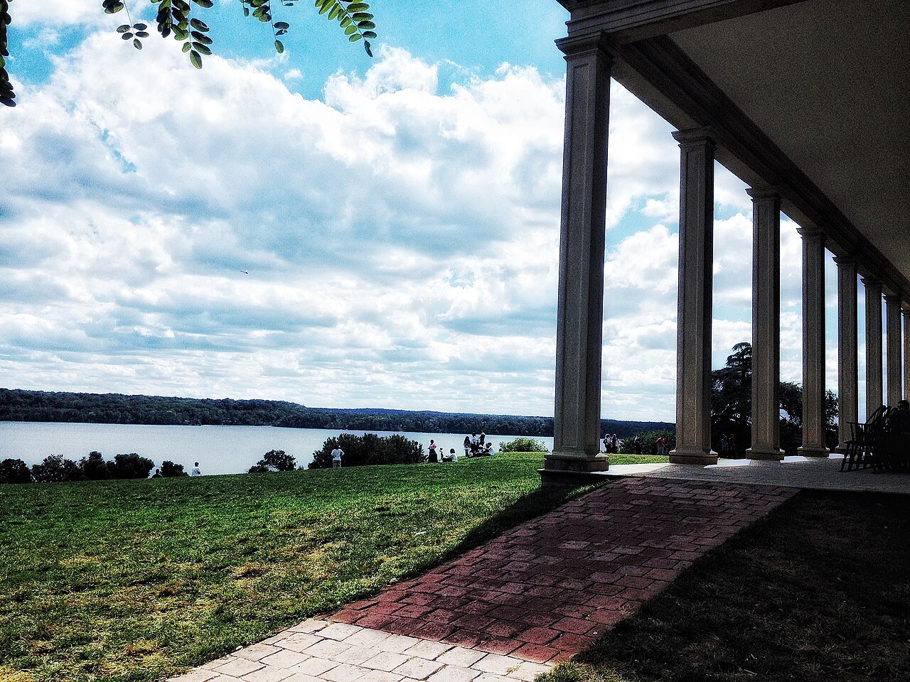 The Potomac from the piazza at Mount Vernon, the columns of the porch at the right