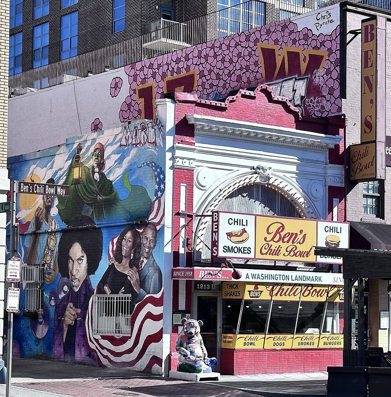 Ben's Chili Bowl beside its mural on U Street