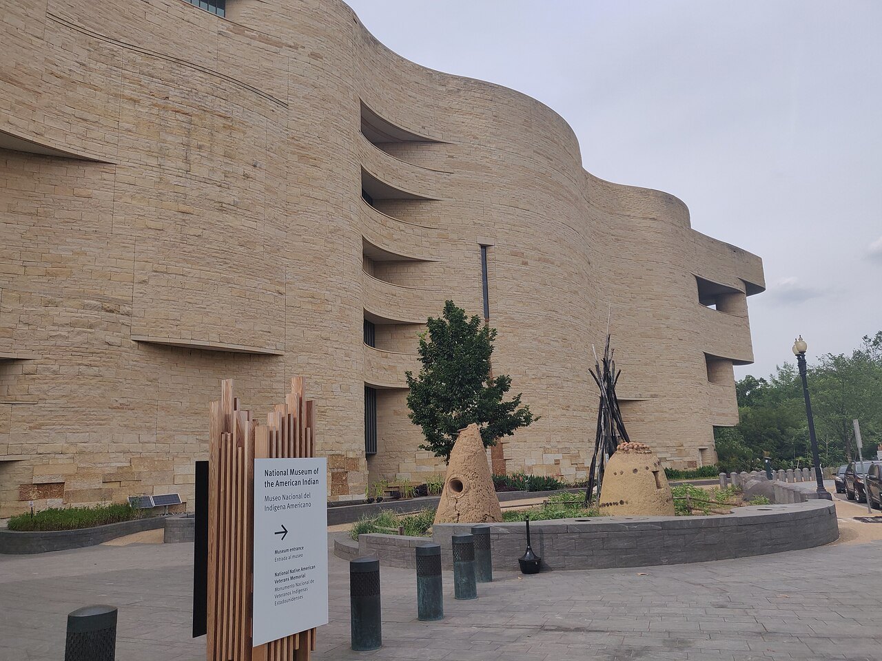 The American Indian museum's entrance plaza and native plantings