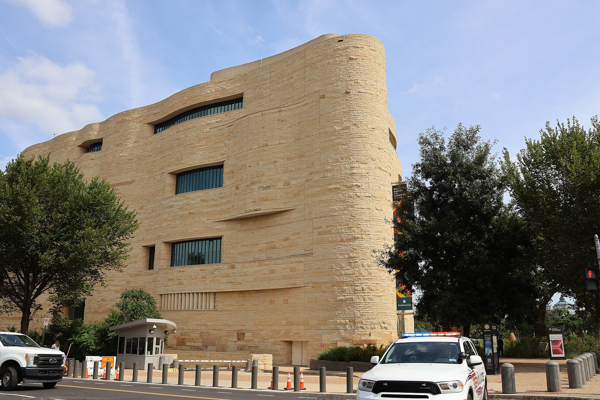 The National Museum of the American Indian's curving limestone walls