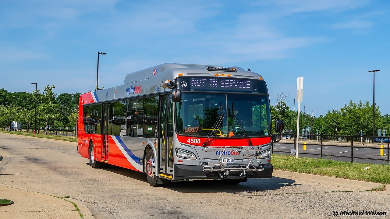 A Metrobus waiting at the end of its route