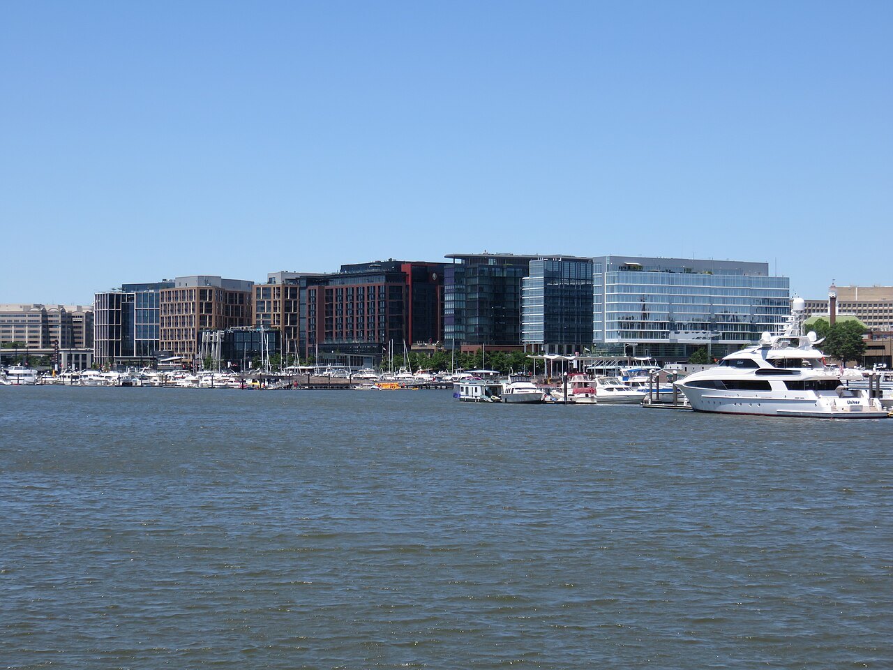 The Wharf's new waterfront buildings and marina across the Washington Channel