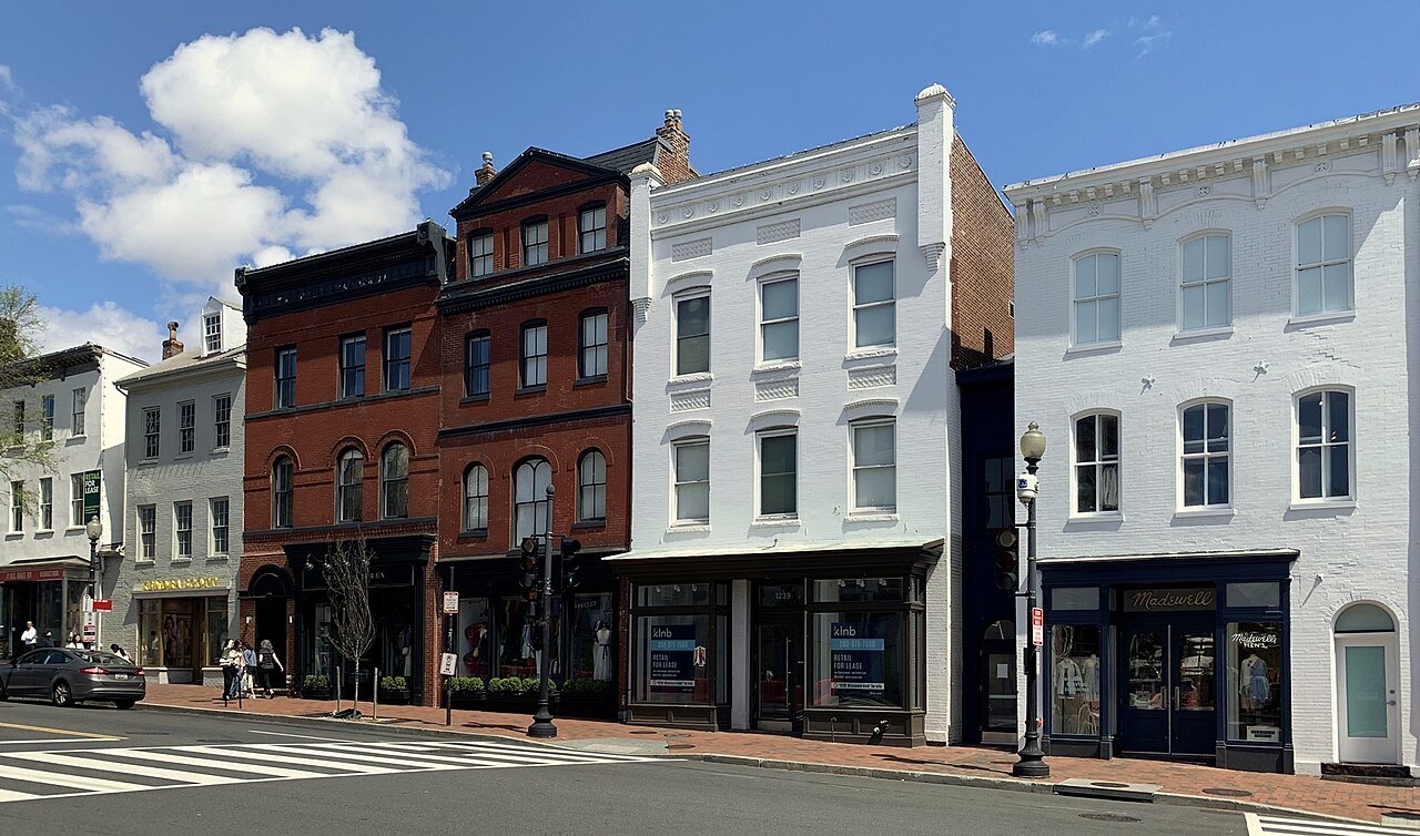 Nineteenth-century shopfronts on Wisconsin Avenue in Georgetown