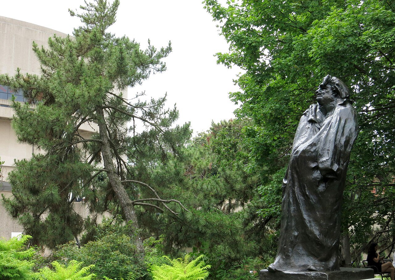 Rodin's Balzac under the pines of the Hirshhorn's sculpture garden