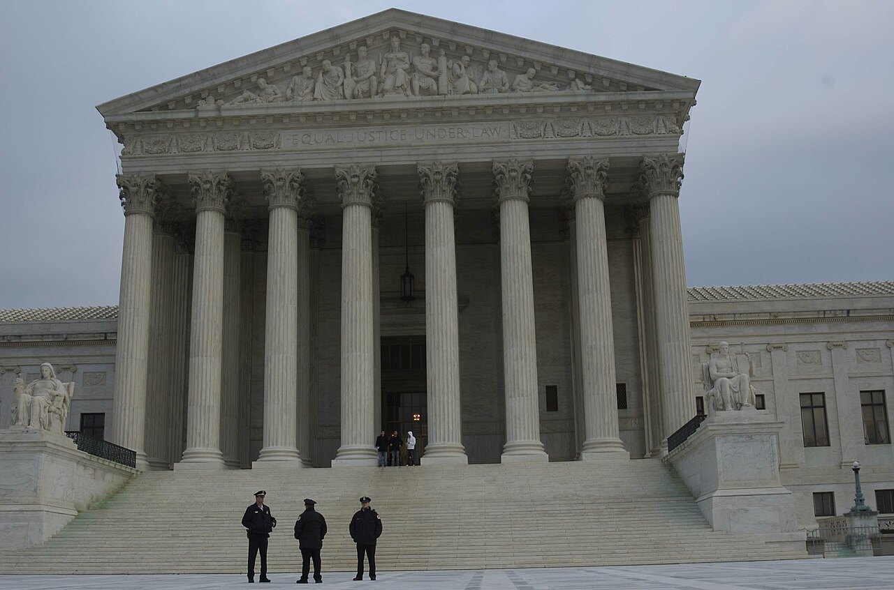 The west front of the Supreme Court, officers on the plaza
