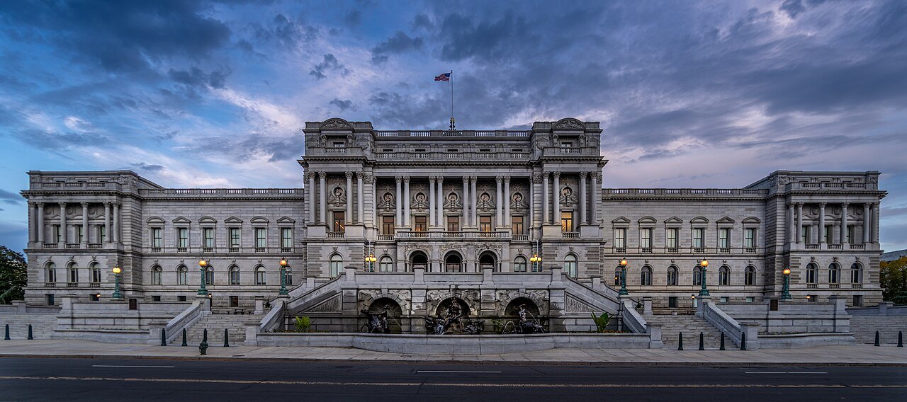 The Library of Congress's Jefferson Building at blue hour