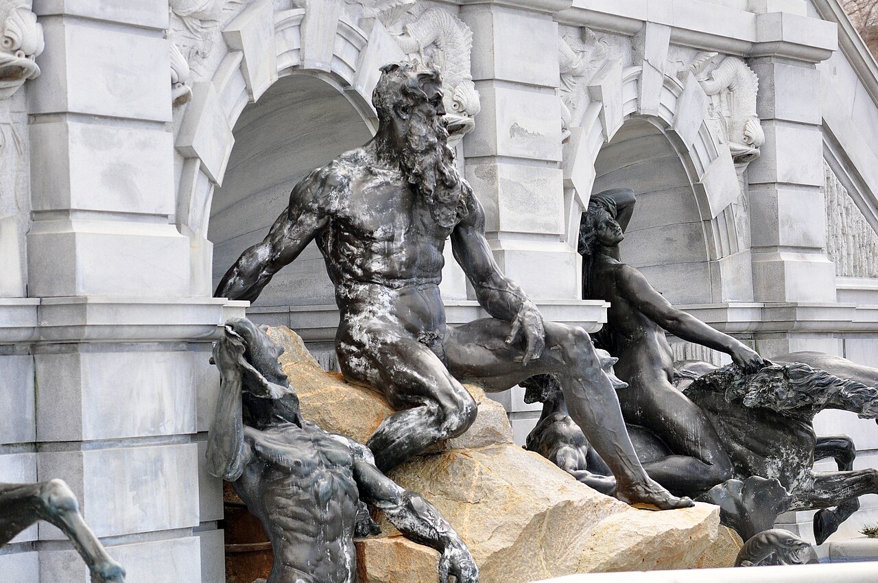 The Court of Neptune fountain at the foot of the Library of Congress