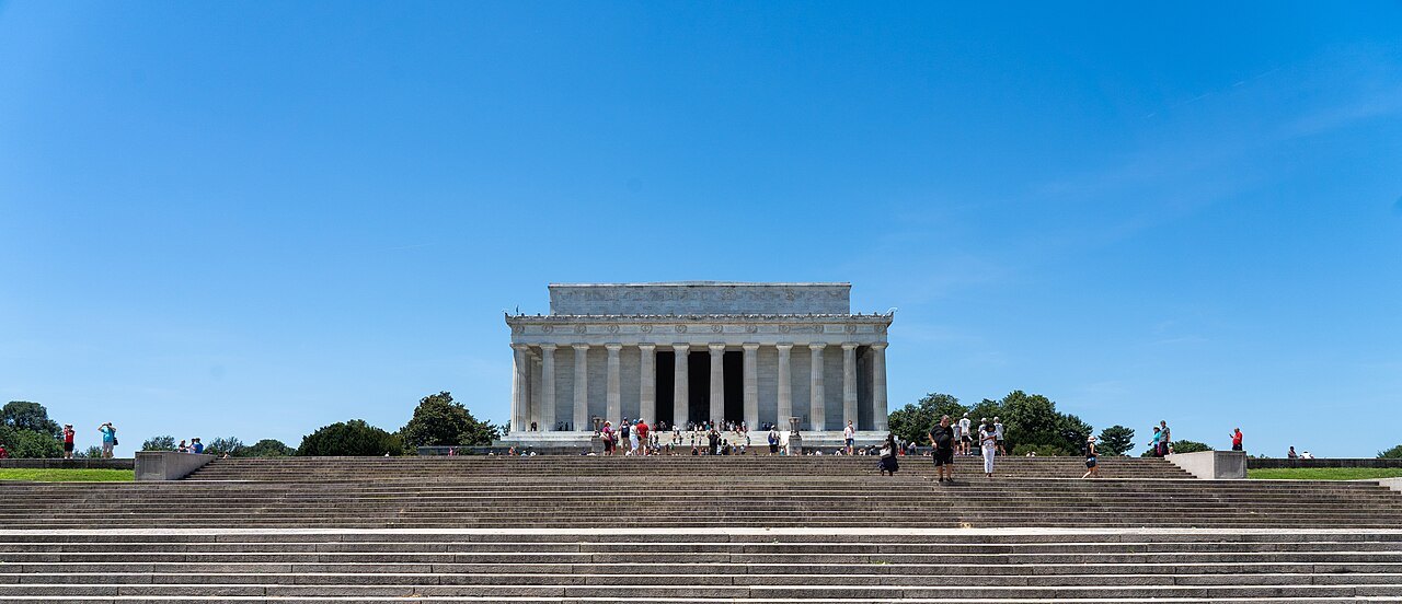 The Lincoln Memorial beyond the empty basin of the Reflecting Pool