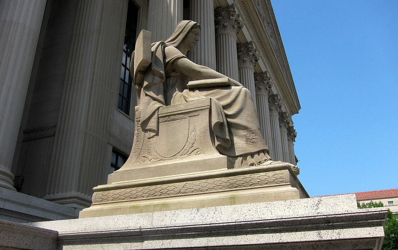 Future, Robert Aitken's seated figure at the Pennsylvania Avenue entrance of the Archives