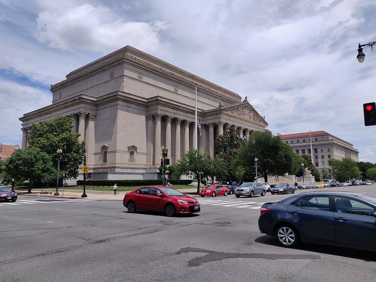 The National Archives Building from the corner of Pennsylvania Avenue and 7th Street