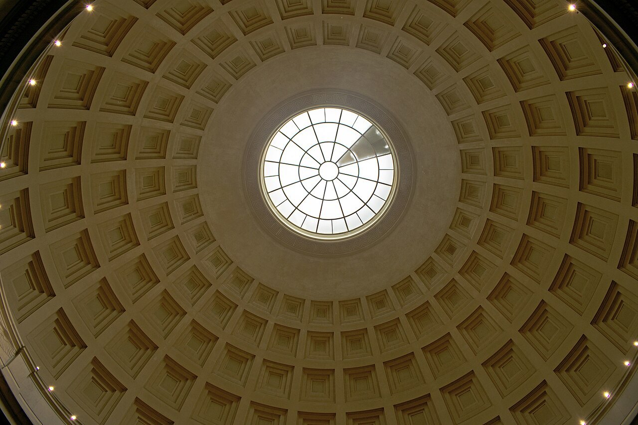 The coffered dome of the West Building's rotunda, with its oculus