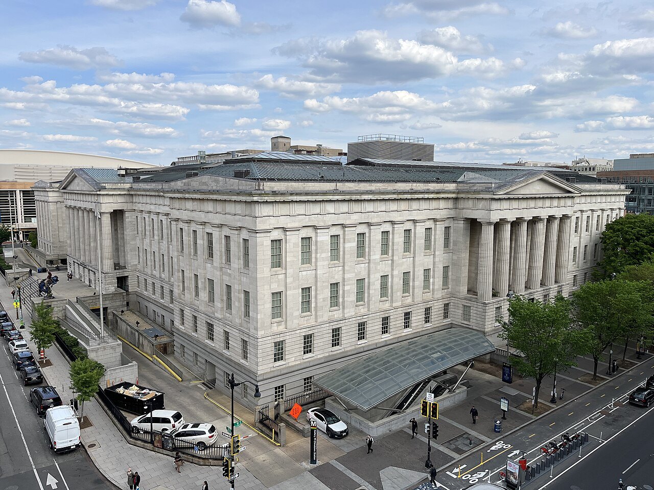 The Old Patent Office Building and its surrounding streets from above