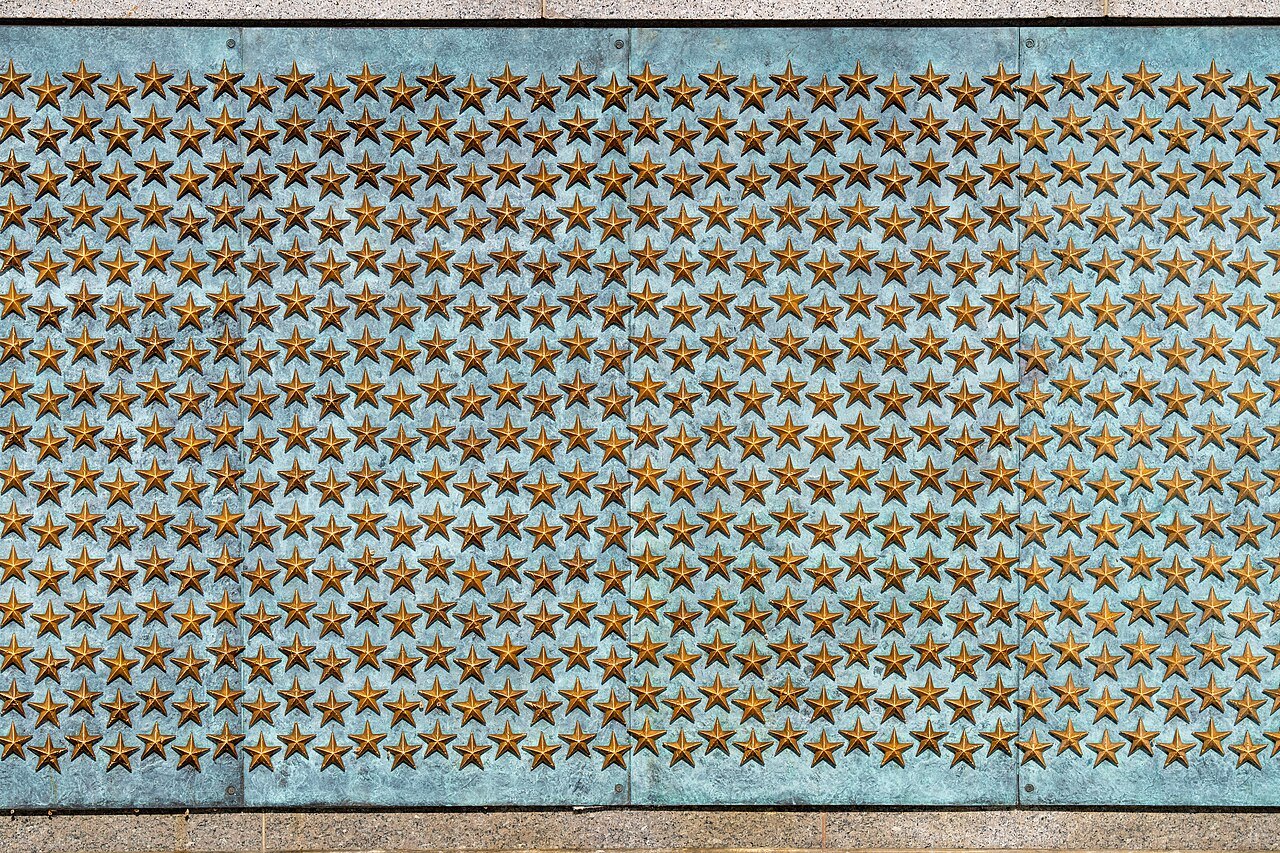 The Freedom Wall of gold stars at the World War II Memorial