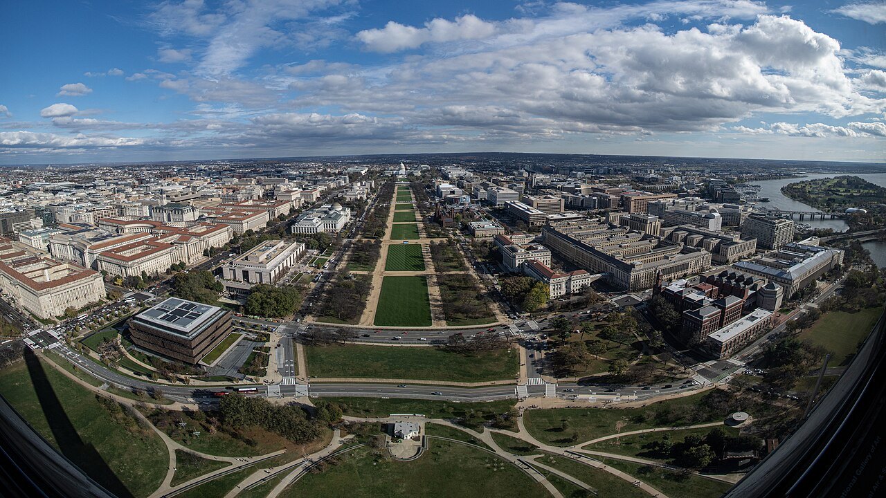 The Mall and the city from the top of the Washington Monument, looking east